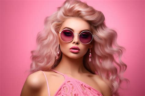 Premium Ai Image Portrait Of Barbie Blonde Pretty Women With Pink
