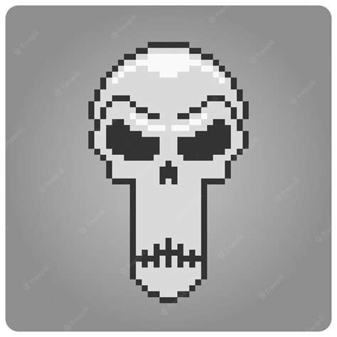 Premium Vector 8 Bit Pixel Skull Icon Vector Illustration For Game Assets