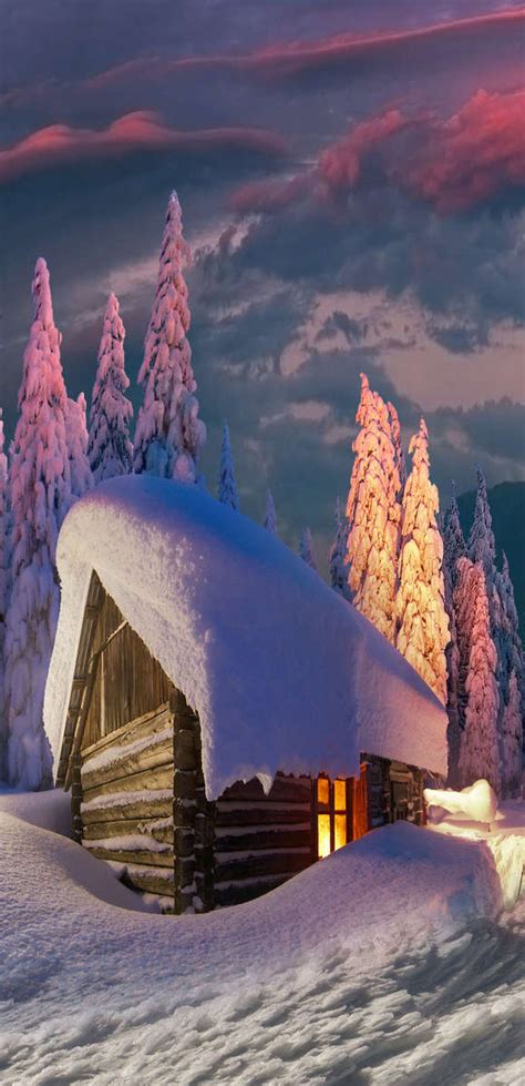 1080x2232 House In Winter Amazing Digital Art 1080x2232 Resolution