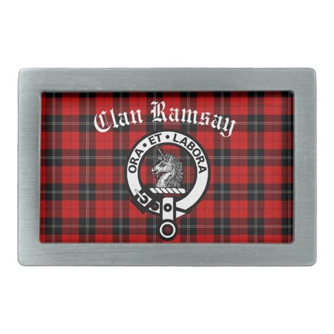 Clan Ramsay Crest Badge And Tartan Belt Buckle
