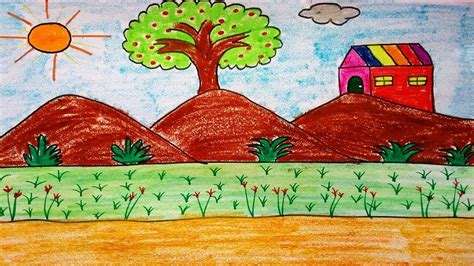 If you are looking for a great drawing idea that will help you create some fantastic pictures, try drawing trees. How to draw a landscape scenery with mountains tree and ...