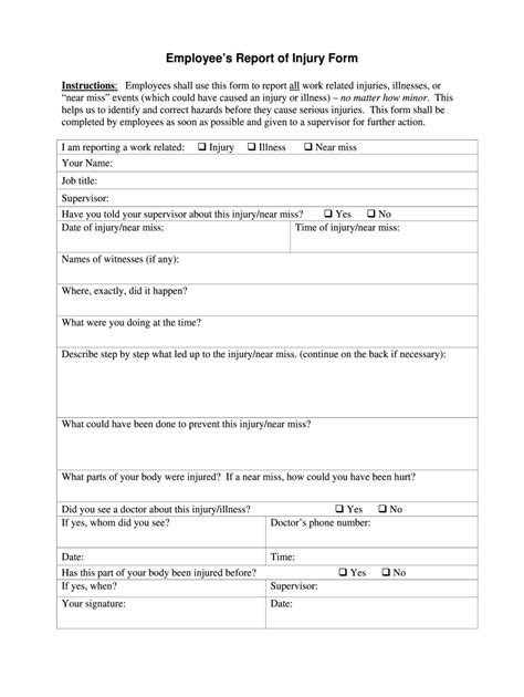 Injury Form Reporting Fill Online Printable Fillable Blank Sign