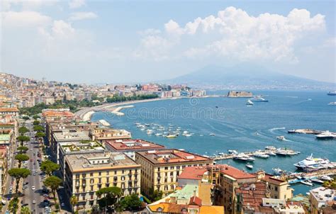 Panoramic View Of Naples From Posillipo Stock Photo Image Of Boat