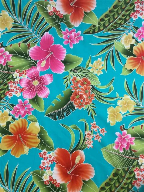 Cotton Hawaiian Print Fabric Yardage Available Etsy Hawaiian Print