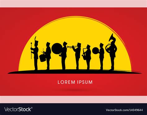 Silhouette Marching Band Royalty Free Vector Image