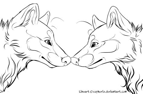 Wolf Couple Free Lineart Ms Paint Friendly By Espherio On Deviantart