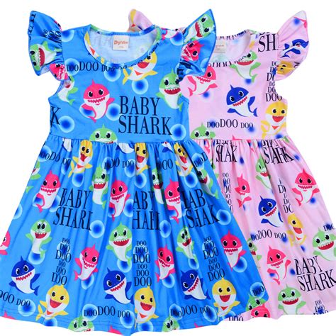 Preorder Baby Shark Dress Baby Shark Lotus Sleeve Dress