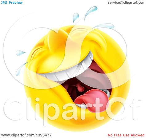 Clipart Of A 3d Laughing And Crying Yellow Male Smiley Emoji Emoticon