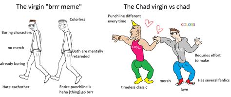 haha virgin meme go brrr v the chads virgin and chad virgin vs chad know your meme