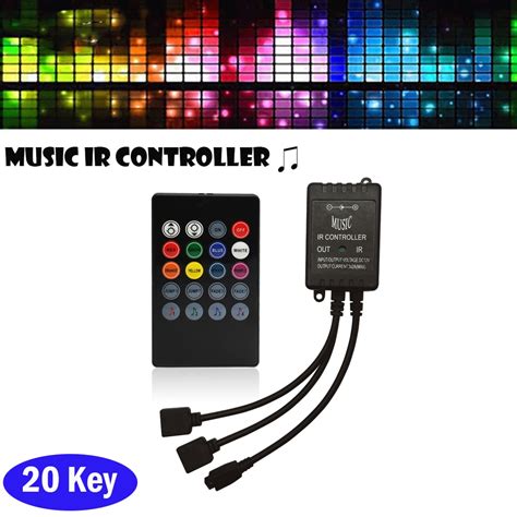 20 key music ir controller black sound sensor remote dc 12v rgb controller for rgb led light