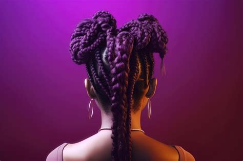Premium Ai Image Afro Hair Braided In A Cornrow Hairstyle With Purple Color Background Ai