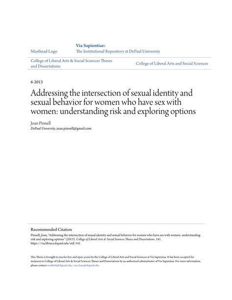 Pdf Addressing The Intersection Of Sexual Identity And Sexual Behavior For Women Who Have Sex