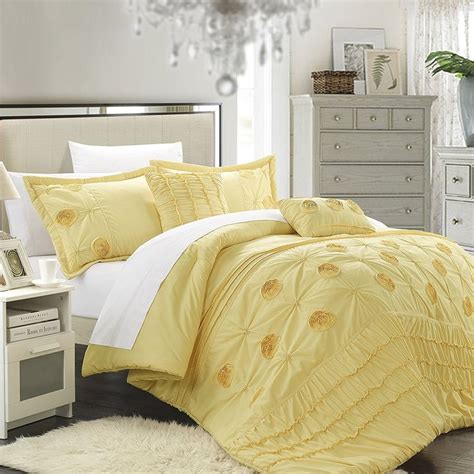 Chic Home 5 Piece Florentina Floral Pleated Comforter Set