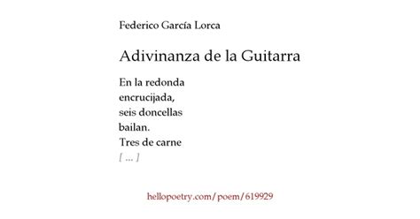 Adivinanza De La Guitarra By Federico García Lorca Hello Poetry
