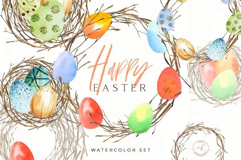 Watercolor Happy Easter Bundle By Olga Koelsch