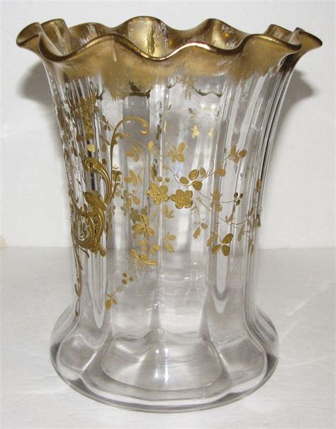 19th Century Moser Enameled Handblown Glass Vase 24k Gold Artwork 8 From Faywrayantiques On