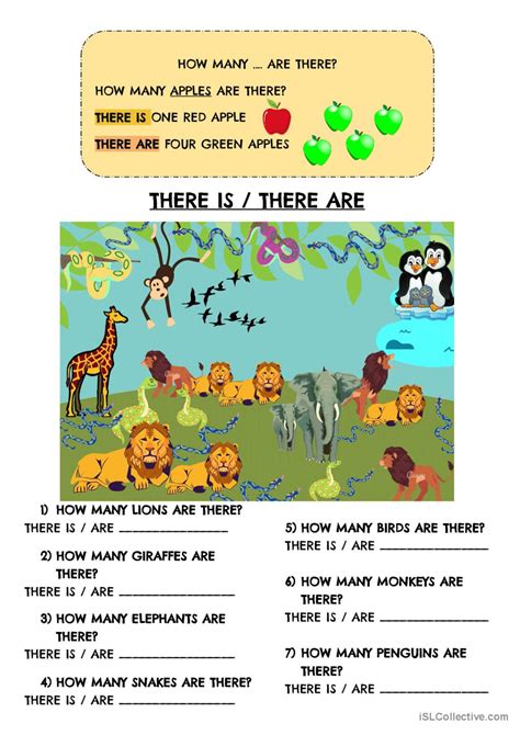 There Is Or There Are Animals English Esl Worksheets Pdf And Doc