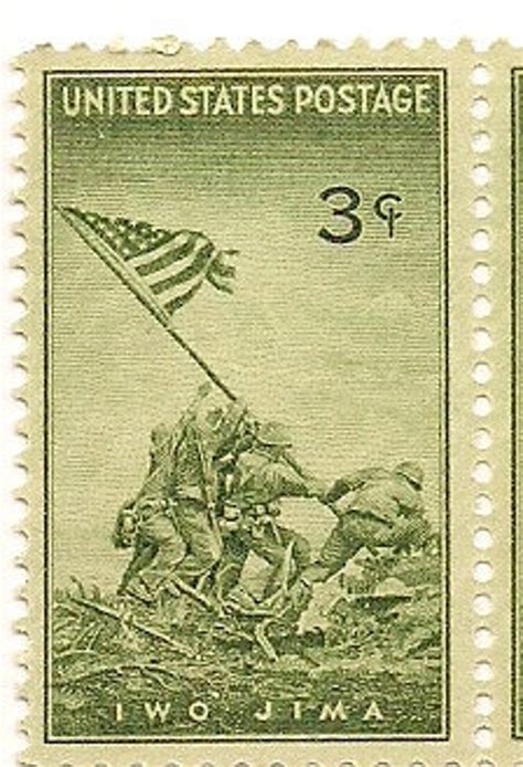 Iwo Jima 3 Cent United States Plate Block Stamps Green By Quilrdil