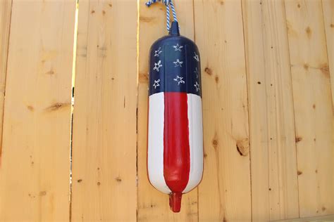 Hand Painted Red White And Blue Rubber Boat Fender Patriotic Nautical