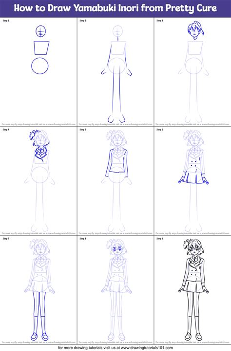 How To Draw Yamabuki Inori From Pretty Cure Printable Step By Step Drawing Sheet