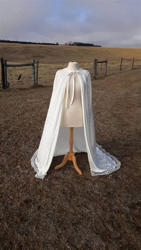 White Velvet Hooded Bridal Cape Wedding Cloak Veil Etsy