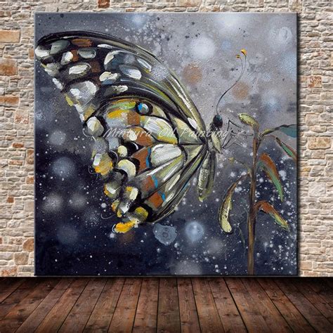 Mintura Paintings Hand Painted Butterfly Animal Oil Painting On Canvas