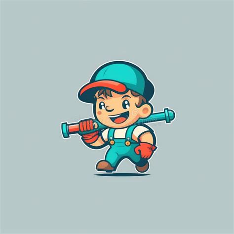 Cartoon Repair Man Or Quick Fix Mechanic Man Mascot Logo Generative