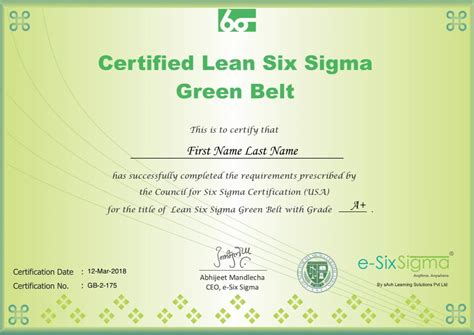 Lean Six Sigma Green Belt Training And Certification Program At Best
