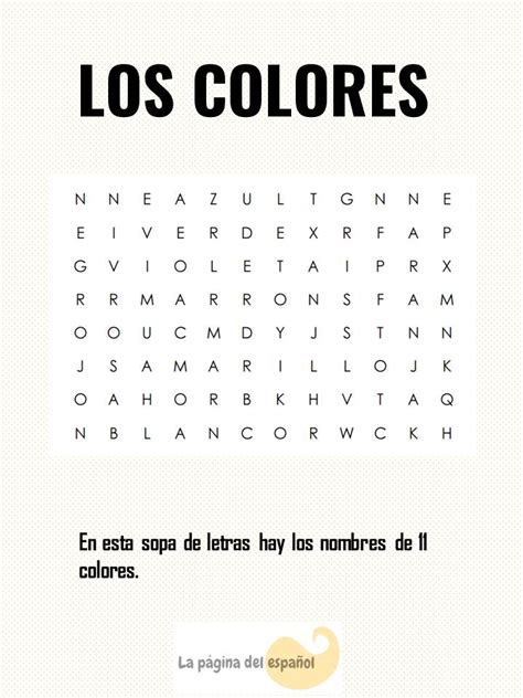 Sopa De Letras Los Colores La Página Del Español