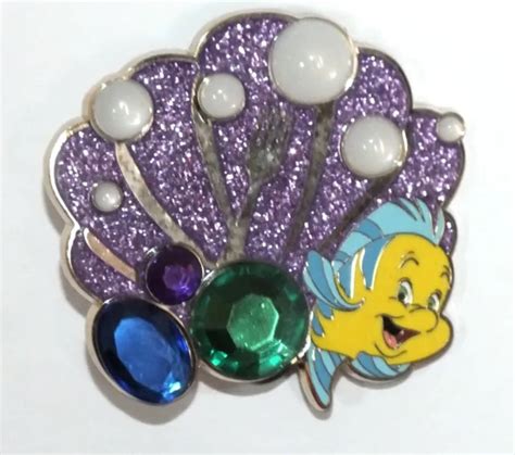 disney pin trading the little mermaid flounder clam shell glitzy gear 3d gems le 12 00 picclick
