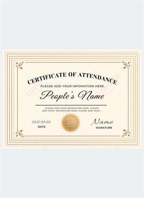 Certificate Of Participation Traditional Style Golden Template Template