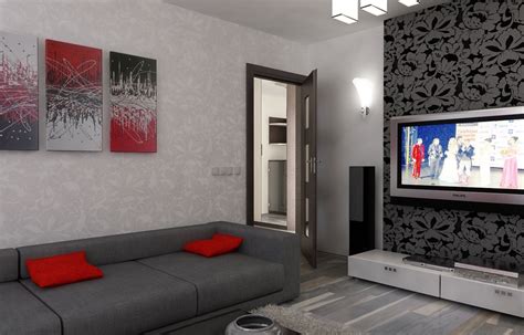 Fliesen grau wohnzimmer mukt club. Bilder - 3D Interieur Wohnzimmer Rot-Grau 5