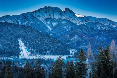 Giewont Peak At Dawn In Zakopane In Winter Tatra Mountains Stock Photo