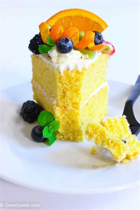 Orange Chiffon Cake Recipe With Vanilla Cream And Fresh Fruits