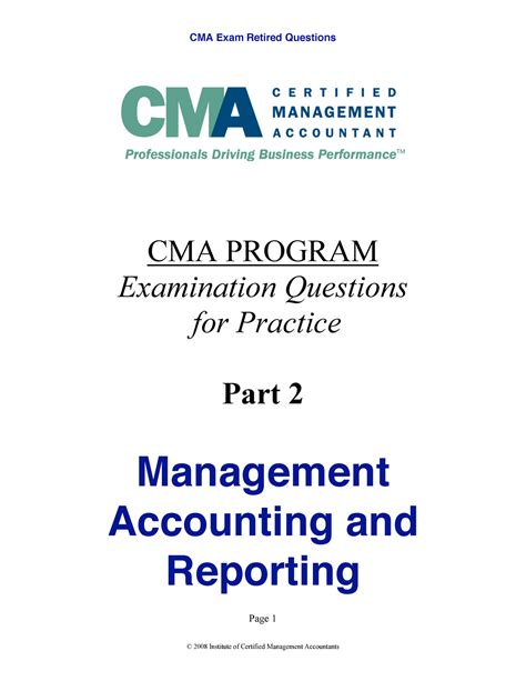 Cma Part 2 Cma Sample Questions Page 1 Cma Program Examination