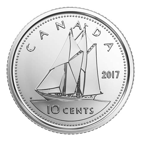 2017 Canadian 10 Cent Bluenose Schooner Dime Coin Brilliant Uncirculated
