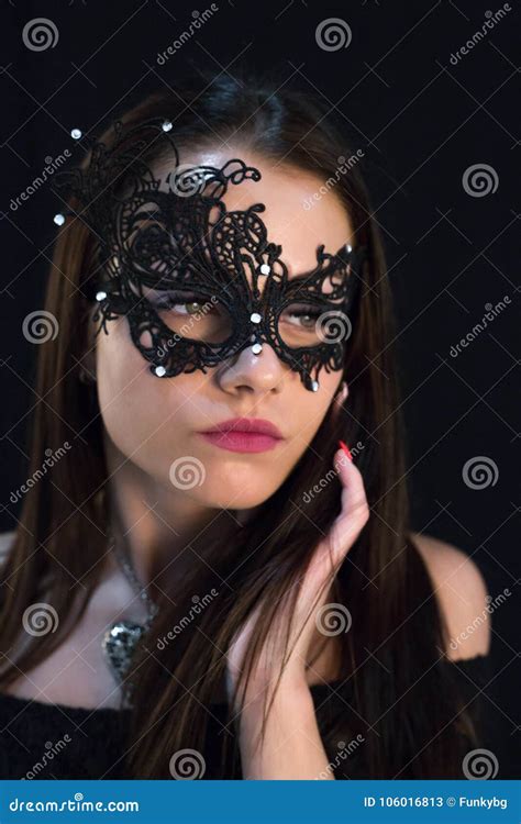 Young Mystic Woman Posing In Mask Stock Image Image Of Eyes Fashion