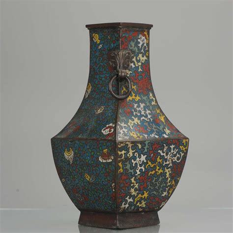 Antique Japanese Enamel Bronze Vase Archaic Vessel Japan Edo Or Meiji