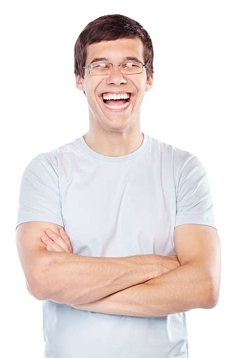 Laughing Guy With Crossed Arms Stock Photo Download Image Now Nerd