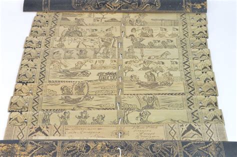 Antique Palm Leaf Manuscript Sutra Pali Canon Ramayana Story Buddhist