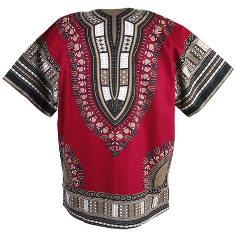 Maroon Red African Dashiki Shirt Print Dashiki Shirt African