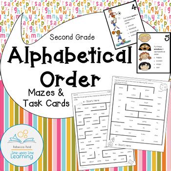 Free worksheets for 3rd grade math. Alphabetical Order Mazes and Task Cards for Second Grade Review by Rebecca Reid