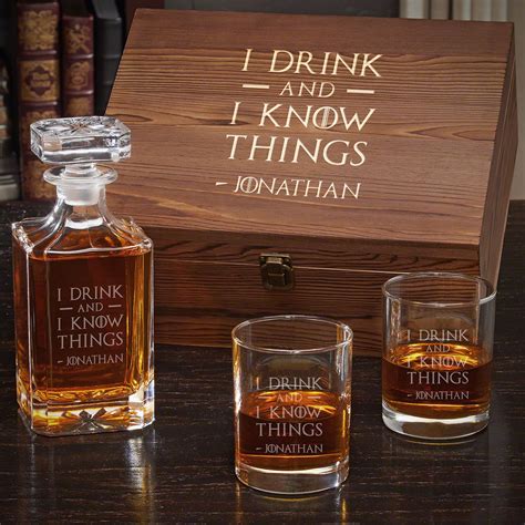 I Drink And I Know Things Personalized Carson Decanter Whiskey T Set