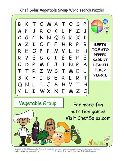 Printable Word Search Puzzle Vegetables Group