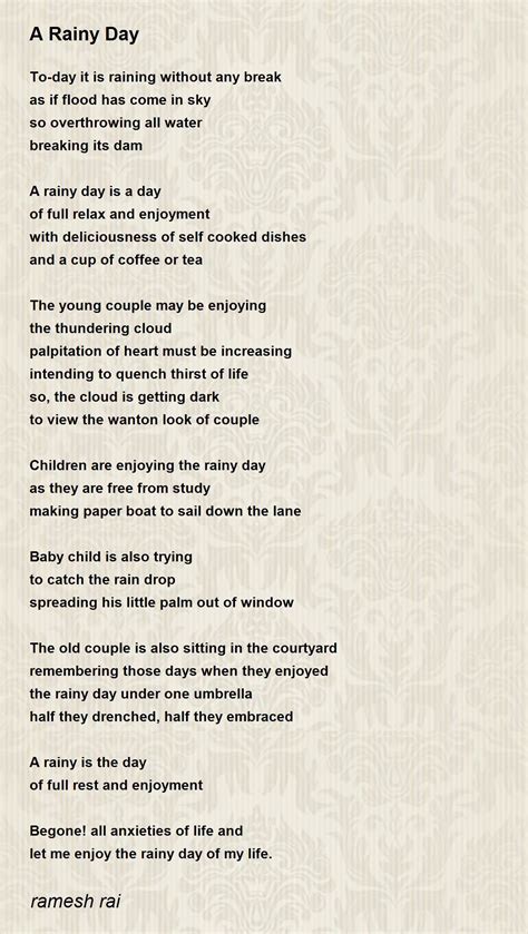 A Rainy Day Poem by ramesh rai - Poem Hunter