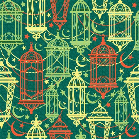 Seamless Pattern Of Ramadan Kareem Lanterns Happy Ramadan Background