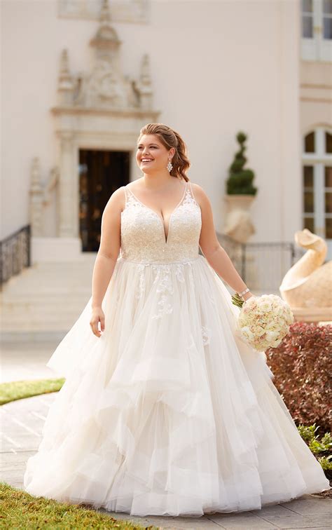 Low priced wedding dresses with embroidery. Shimmering Ballgown Plus-Size Wedding Dress - Stella York ...