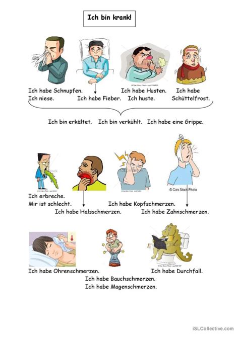 Ich Bin Krank Allgemeine Deutsch Daf Arbeitsbl Tter Pdf Doc