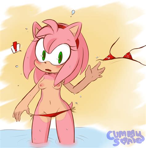 Rule 34 Amy Rose Bikini Cummysonic Embarrassed Hearlesssoul In Water