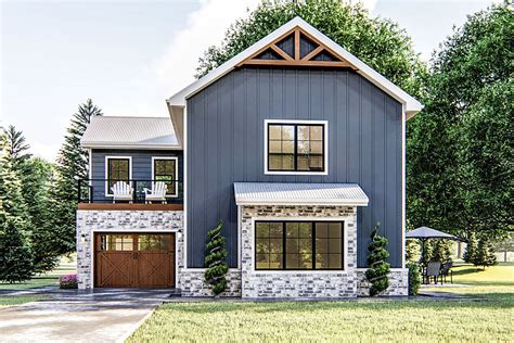 Carriage House Plan with Deck Above Garage - 62785DJ ...